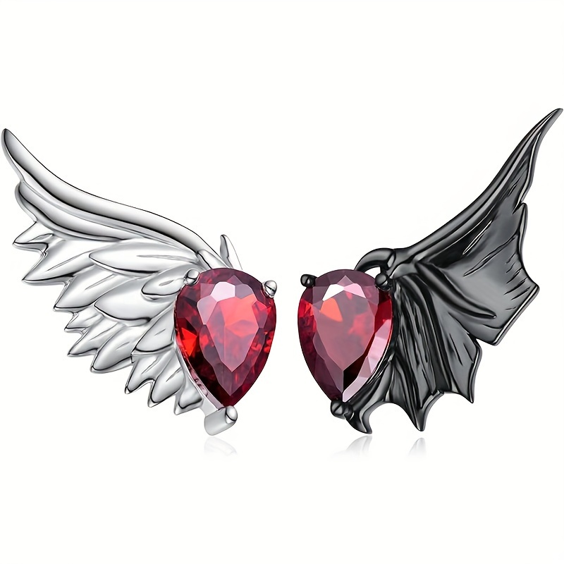 

Gothic Punk Style Stud Earrings For Women - Vintage Bat With Synthetic Ruby, Halloween & Easter Parties