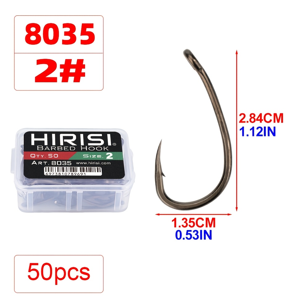TEMU 50pcs Fishing Hooks Set High Carbon Steel Single Circle Sharp Fish Hook Barbed Carp Hooks Sea Tackle Additions