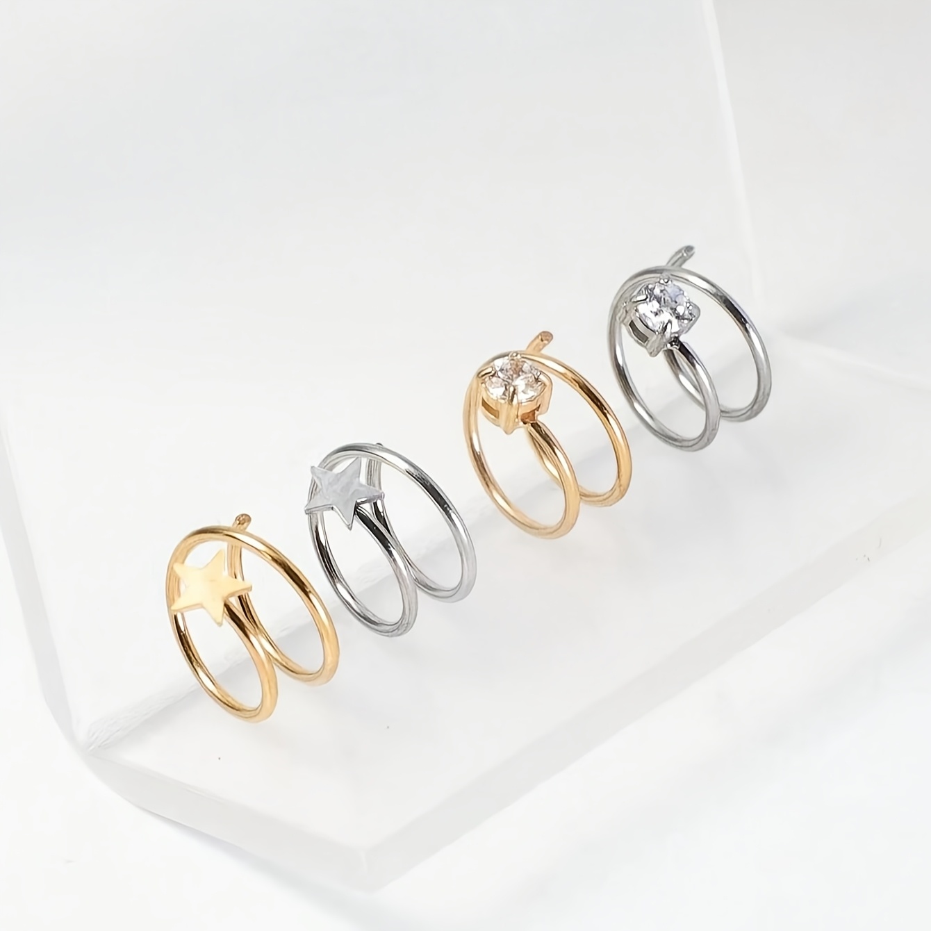 TEMU 4 piezas de aros na de 20G, aretes para mujer, aros na de acero quirúrgico de piezas, aros na de acero inoxidable, aros na con tornillo, joyería