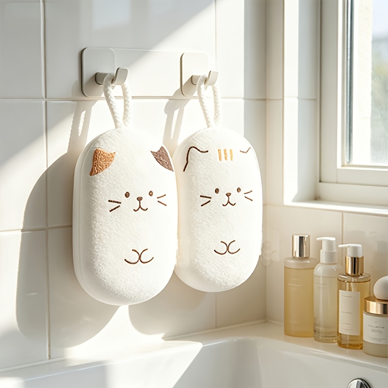 2pcs Soft Cat Shaped Bath Sponges, Gentle Exfoliating
