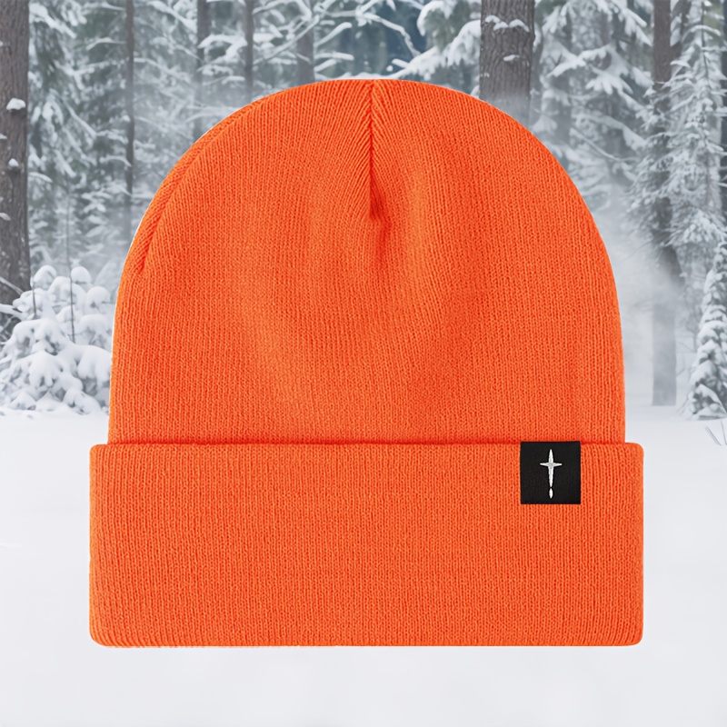 TEMU Cross- Label Knit Hat, Unisex Pullover Beanie For Autumn/, Outdoor Insulated Brimless Cap For Cycling And Skiing, Casual Autumn/winter Wear Hat