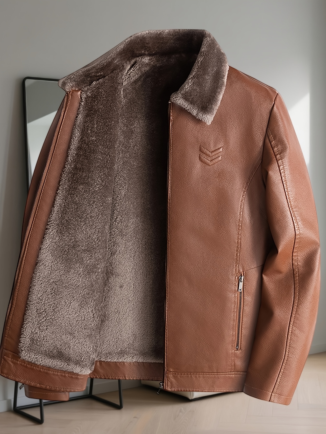 herren-reversjacke in schwarz mit plüschkragen futter | herbst/winter alltags-business-freizeit-warme oberbekleidung