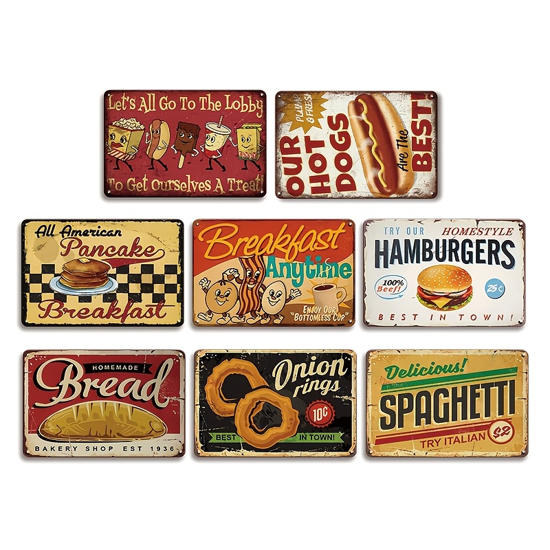 

8pcs Metal Tin Signs Set - Advertising , And Dustproof Iron Plaques For , , Pub, Restaurant Decor - 8x12