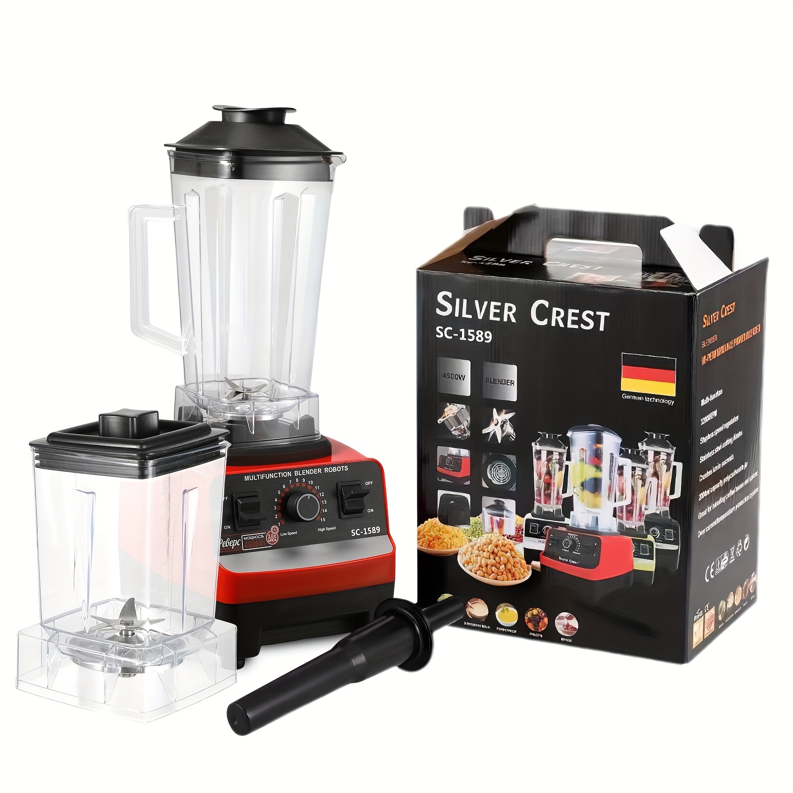 TEMU 2 IN 1 Elektrische Blender 2000W Hoogvermogen Zware Blender Voedselverwerker Smoothie Keuken Juicer Duurzame Stationaire Blender
