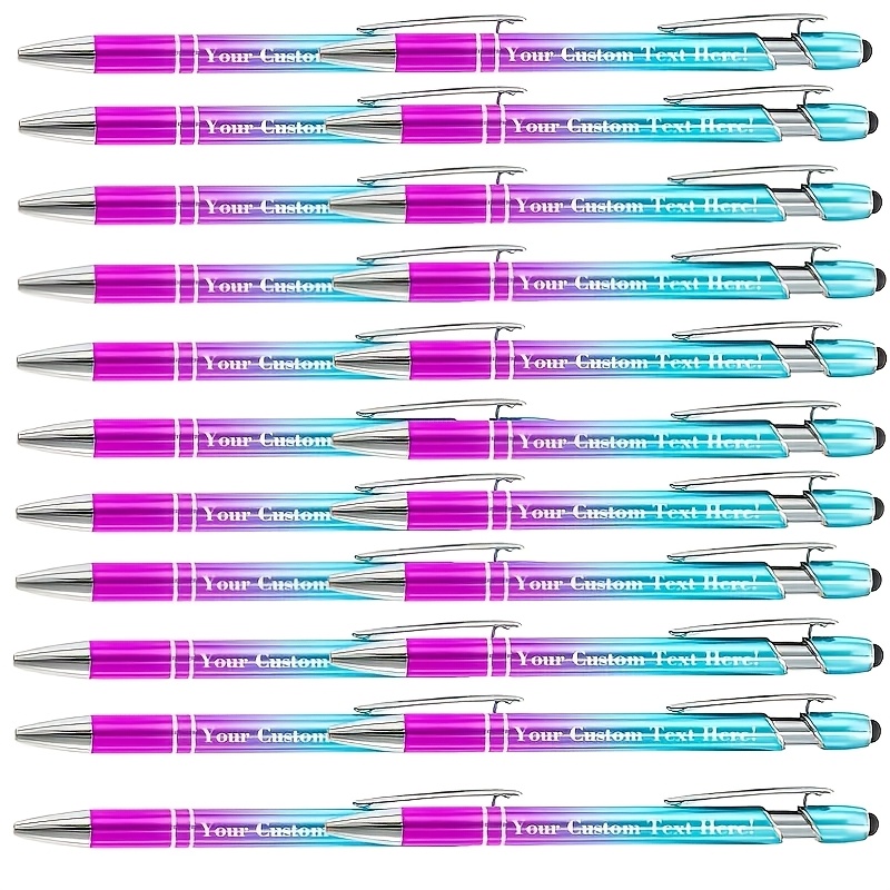 TEMU 6 Metal Ballpoint Pens, Fine Tip, Smooth Writing, Feather Free, Gradient - Gifts, Promotions, Offices, Weddings, Graduation Ceremonies - Personalized Text Options, Writing Pens