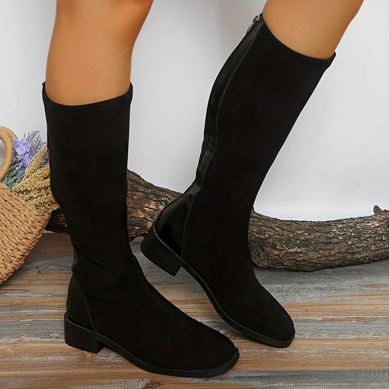 TEMU Jj French Retro Distressed Women's Knee-high Boots, Comfortable Casual Outdoor Versatile Low-heeled Women's Boots, Focusing On Exquisite Styling