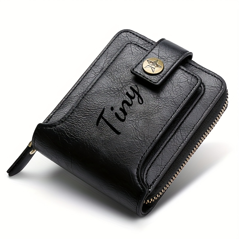 TEMU A Customized Men's Name Wallet Gift, Stylish Brown Faux Leather Wallet With Engraved Design, Featuring A Snap Closure, Zipper Card Slots, And A
