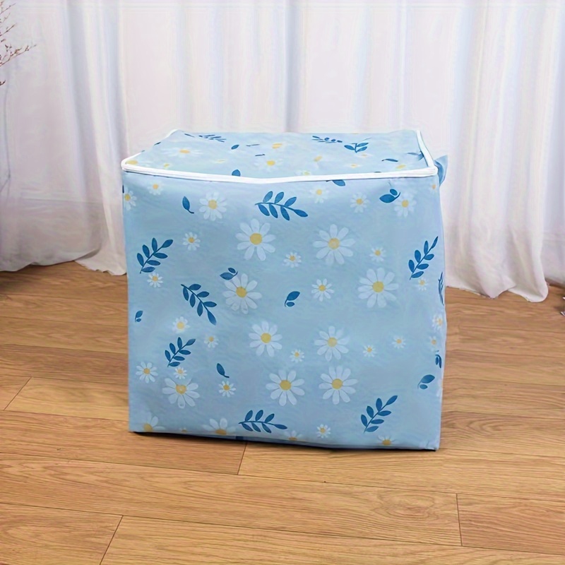 

Large Capacity Daisy-print Foldable Storage Bag For Clothes & Quilts - Portable, No Power Needed, Freestanding Organizer With 3.2+ Cubic Feet Space