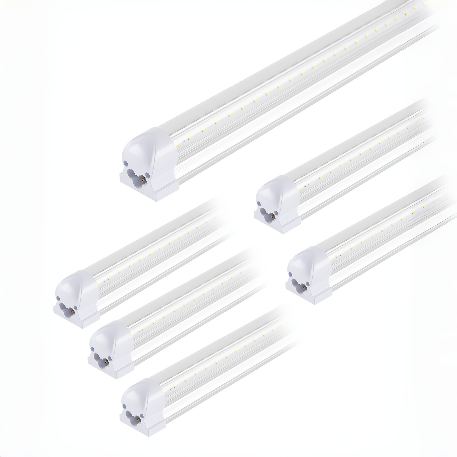 TEMU Lumière de magasin LED 4FT, tubes intégrés T8, lot de 6 luminaires LED avec en V à 270 degrés, 36W 4000LM 6500K blanc , pour entrepôt, , garage