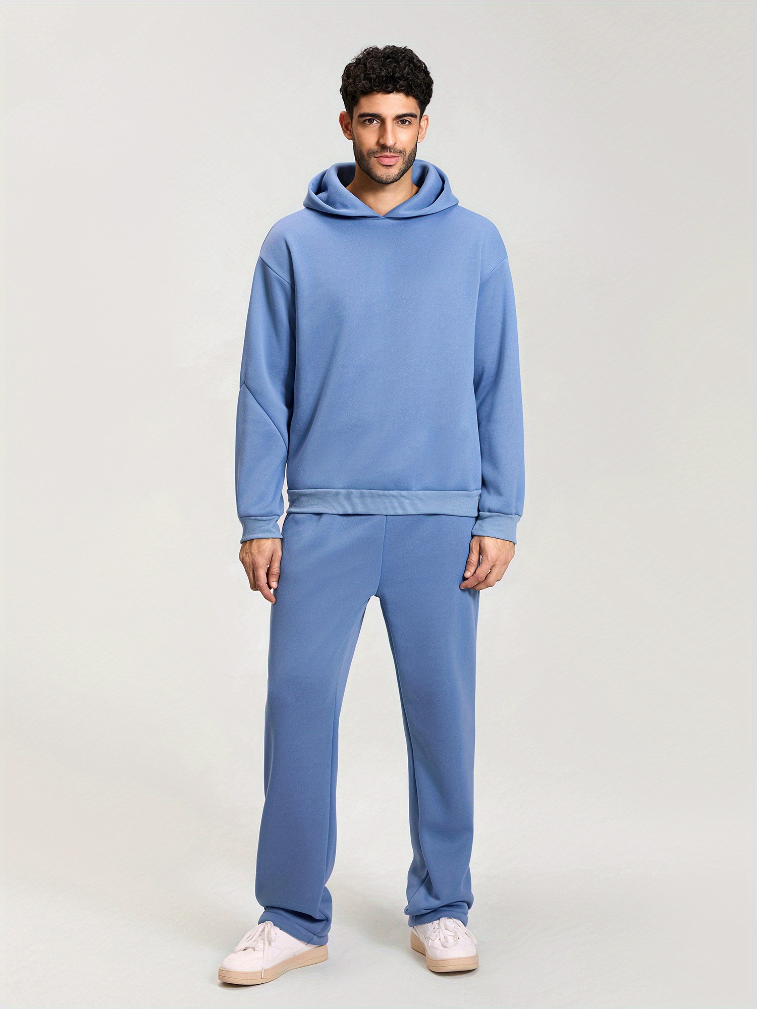 mens 2pcs tracksuit set long sleeve solid color hoodie pants - Temu