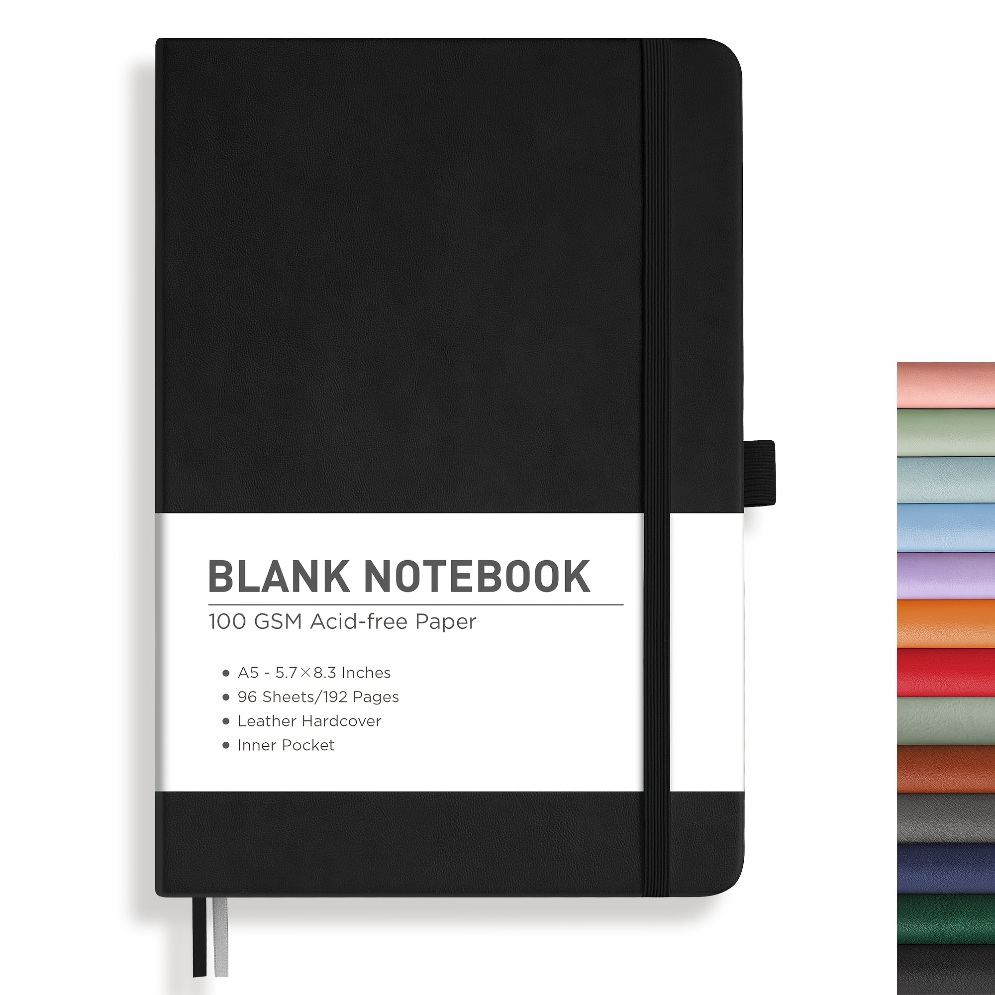 E-shop 1 Stück Leeres Journal Notizbuch, 192 Seiten, A5 Mittelgroß (5,7'' x 8,3''), Leder-Hardcover, 100 GSM Dickes Papier, zum Skizzieren, Zeichnen,