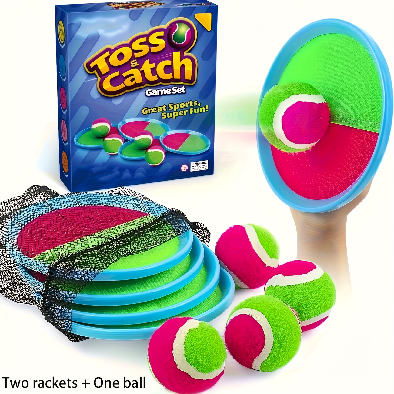  fei kids outdoor sports ball toy toss catch game with 2 rackets pink high index plastic durable backyard beach toy for   easter gift for kids adults outdoor play   design sturdy construction
