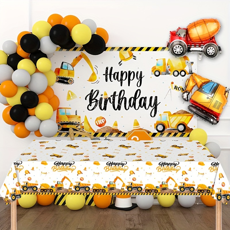 

1pc, Excavator Construction Truck Party Tablecloth, Party Decor, Party Supplies, Holiday Decor, Holiday Supplies
