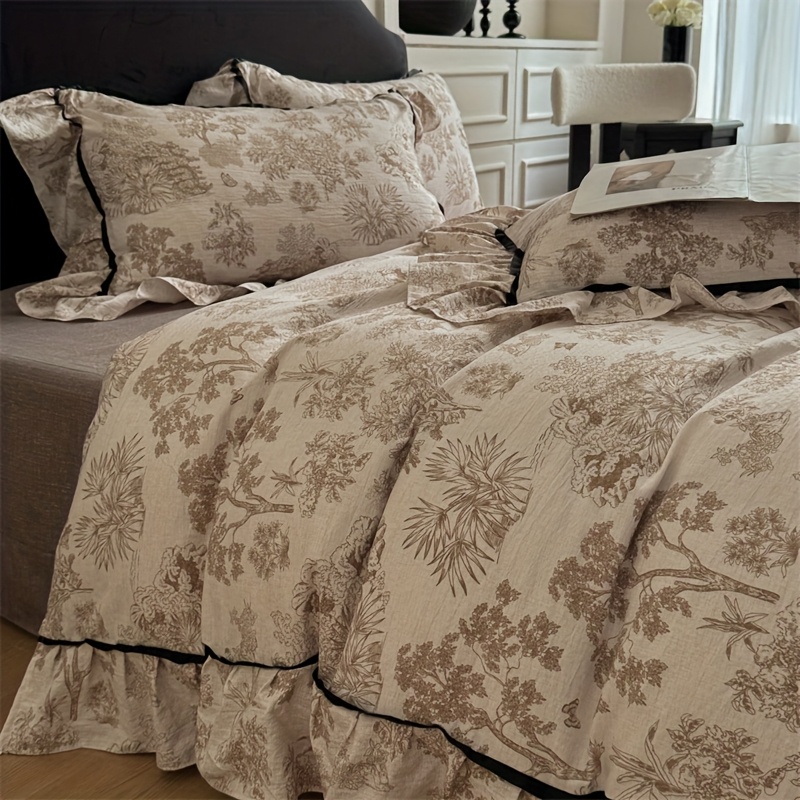 TEMU Ensemble de literie vintage douce et confortable 3 pièces (1 housse de couette + 2 taies d'oreiller), tissu de poids 120G/M2, super pour et