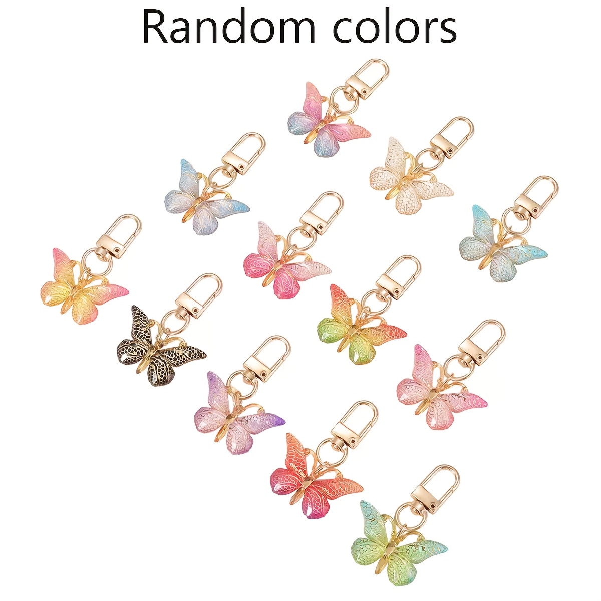 TEMU 12pcs Set Of Gradient Colored Acrylic Phone Charms Creative Couple Personalized Keychains Earphone Additions Holiday Gifts Outdoor Anti-loss