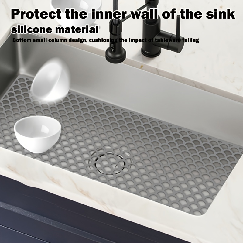 extra large silicone sink mat multipurpose silicone drain pad for kitchen bathroom rv sink scratch prevention hollow out non slip protector