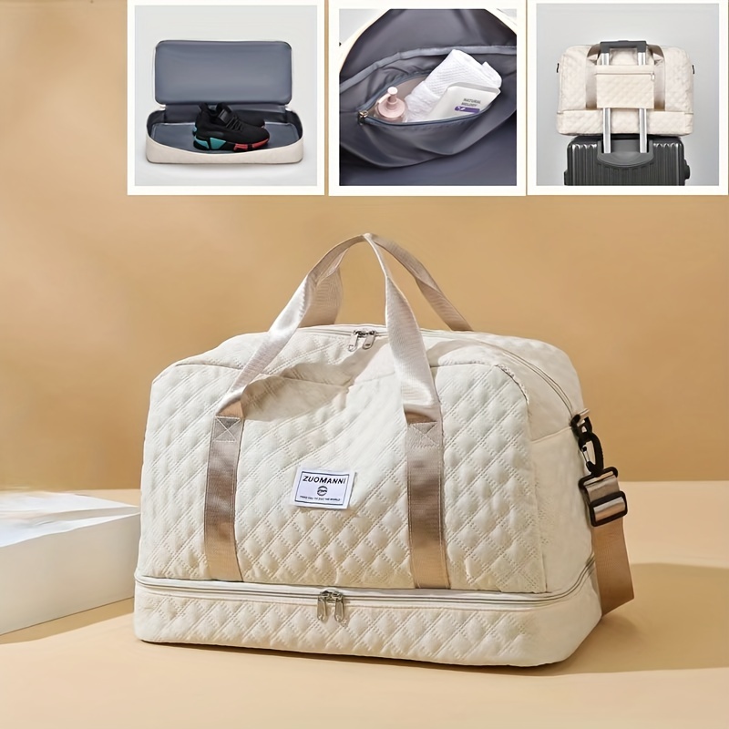 

Sac de sport pour femme, sac de voyage, sac week-end avec poche humide et compartiment à chaussures pour femme, voyage, gym, yoga