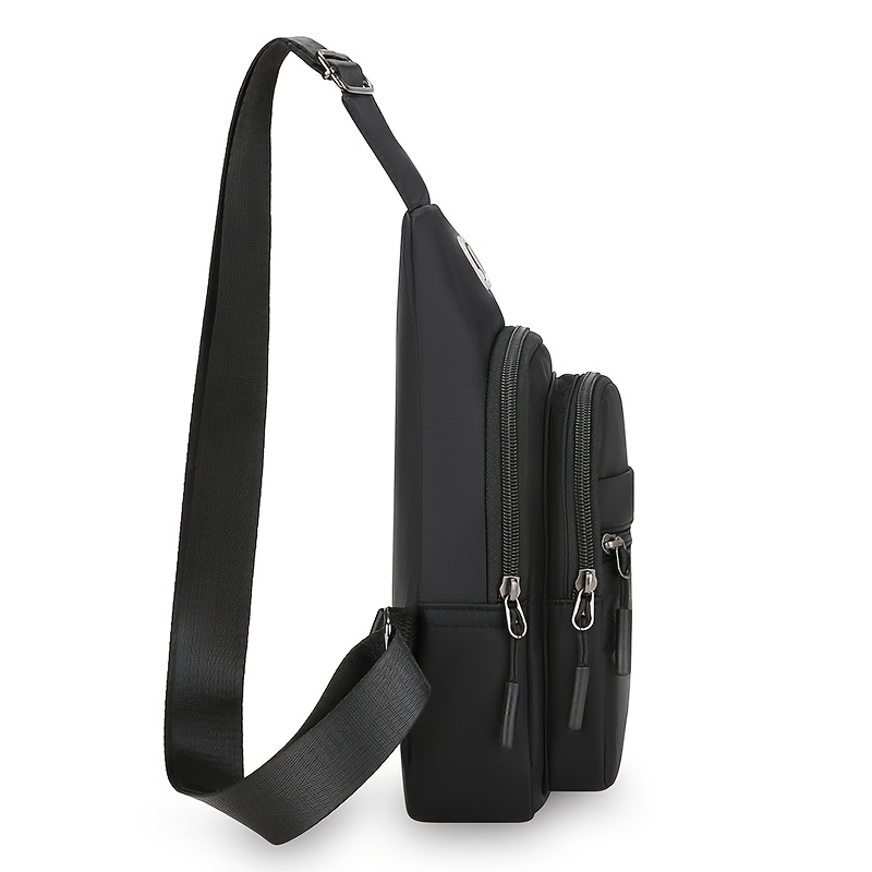 Sac de Poitrine en Nylon Décontracté pour Hommes ShiLan - Sac à Dos Bandoulière Ajustable avec Fermeture Éclair, Plusieurs Compartiments pour les Sports Extérieurs, la Randonnée Quotidienne et le Cyclisme, Matériau Facile d