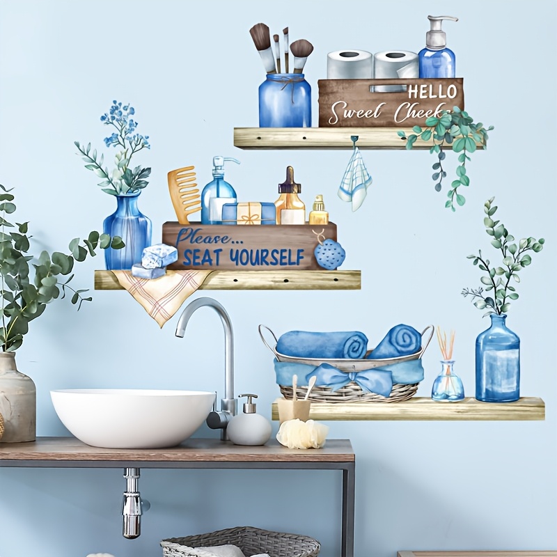 Series Bathroom Stickers, Removable Self-adhesive Wall Decals For Bathroom Wall Decor, Pvc