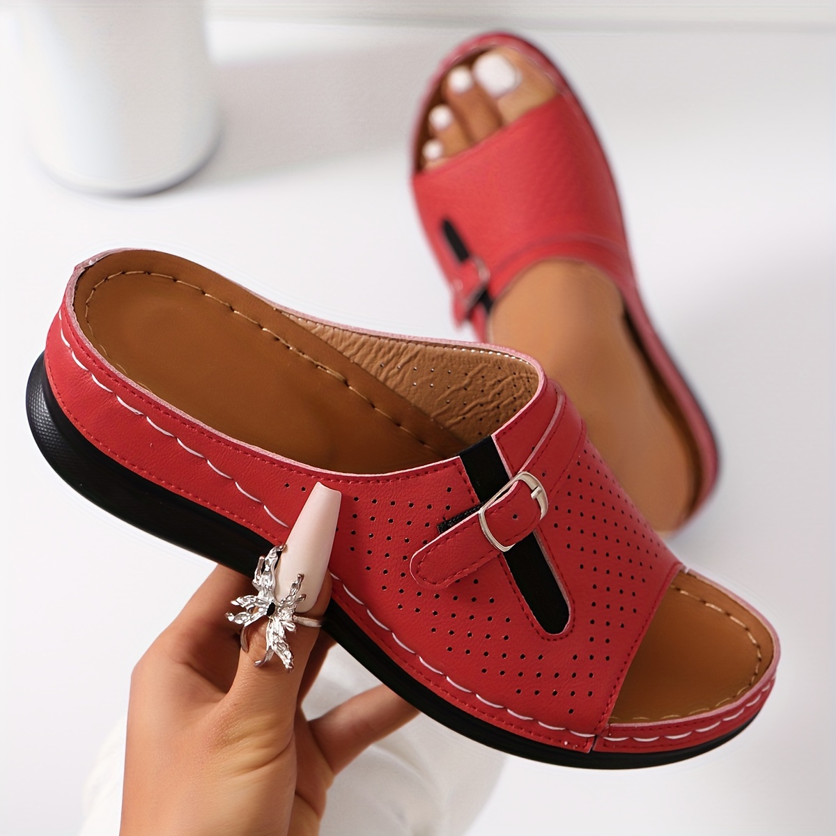 sandalias elegantes de color s   para mujer plataforma con     zapatos con corte deslizante sandalias de cu a con   para vacaciones 37   12