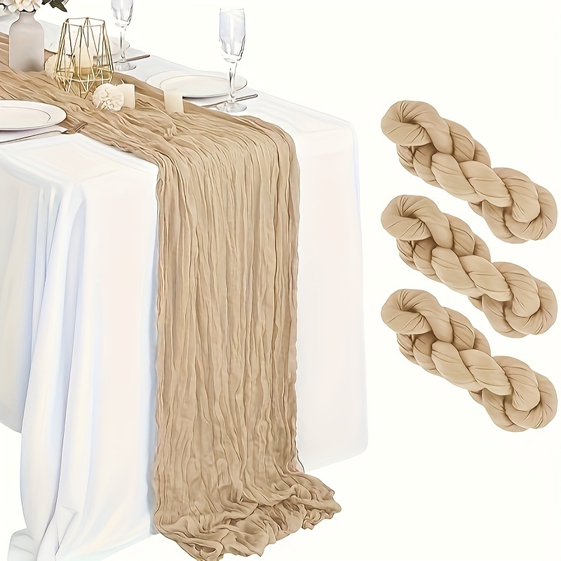 

1/2/3 Pieces Tablecloth Cheese Cloth Champagne Color 90*180cm Bohemian Gauze Fabric Rural Transparent Cheese Cloth Runner Suitable For Wedding Bridal Shower Thanksgiving Party Christmas