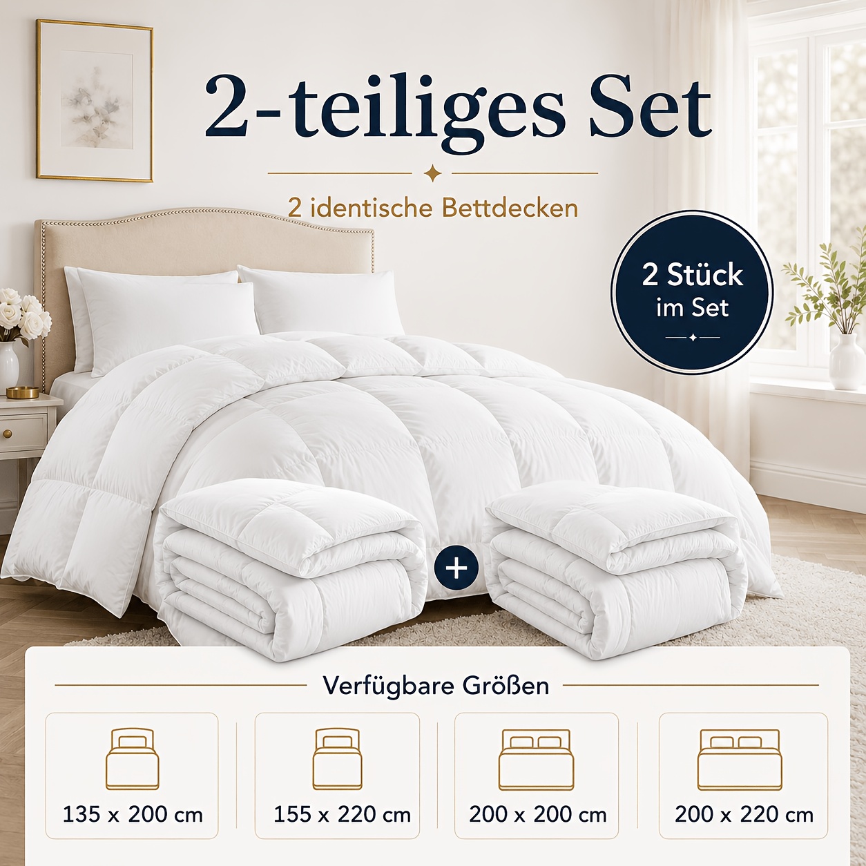 2pcs Duvet Set, 2 Separate Bedding Quilt For Double Bed 2 Quilted Comforters, Soft Breathable Microfiber Duvet Insert,, 95° Washable Quilt For Bedroom