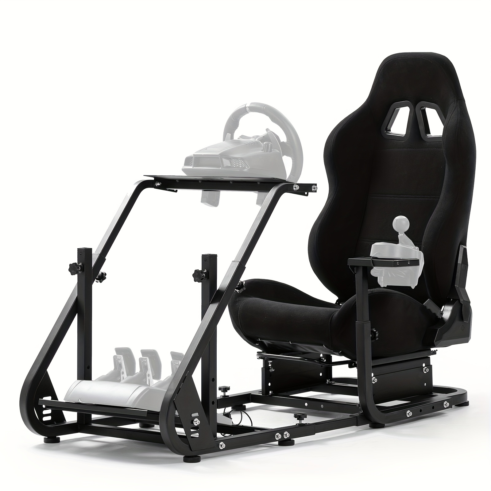Image of Minneer G29 Racing Simulator Cockpit With Seat | Fits Logitech// G25 G27 , Steering Wheel Cockpit, Carbon Steel, Does Not Wheel, Pedal, And Shifter