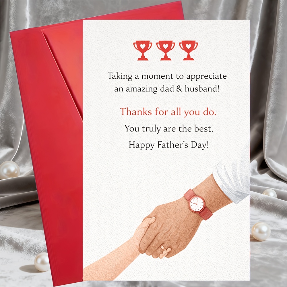 1 Greeting Card + 1 Envelope Father' Day Card for Dad and Husband Appreciation from Wife Family Friends Gratitude Message Thanks for All You Do Best Dad Gift for Father' Day Celebration Greeting Card