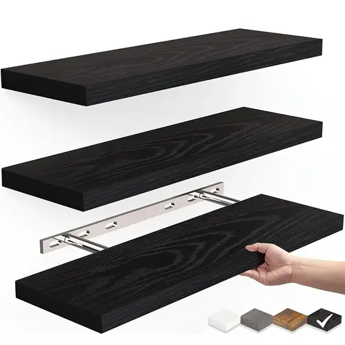 floating shelves for wall wall mounted rustic wood shelves for bathroom bedroom living room kitchen hanging shelf for books storage room decor with 22lbs capacity set of 3 15 7in floating shelves