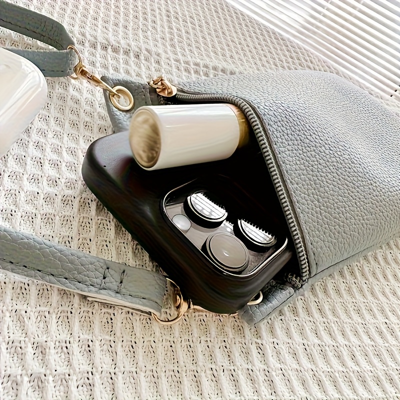 Solid Color Portable Cell Phone Bag Simple Versatile Women Outdoor Mini Messenger Handbag_voghion.com