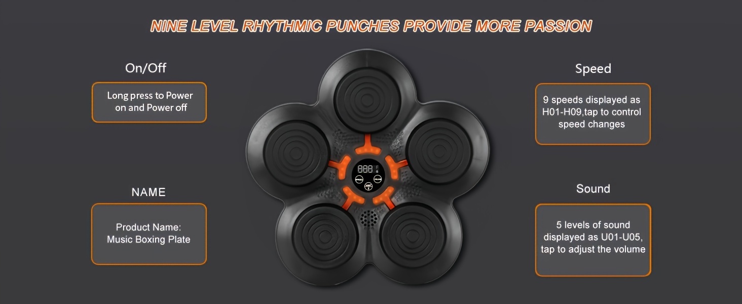  boxing trainer set wall mounted punching machine with usb charging rhythm lighting effects and stereo speakers for workouts punch free installation adjustable height music suitable for users 14 and details 3