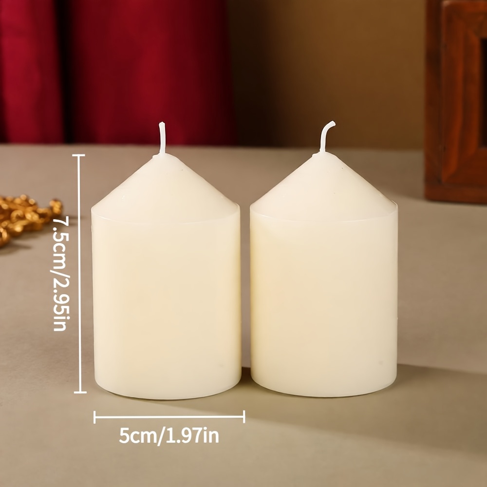 Image of 2pcs European Pointed Cylindrical Candles Are Smoke-free And Odorless, Suitable For Home Decoration, Romantic Weddings, Festivals, Celebrations, Hotel Decoration, Church Worship And Uses