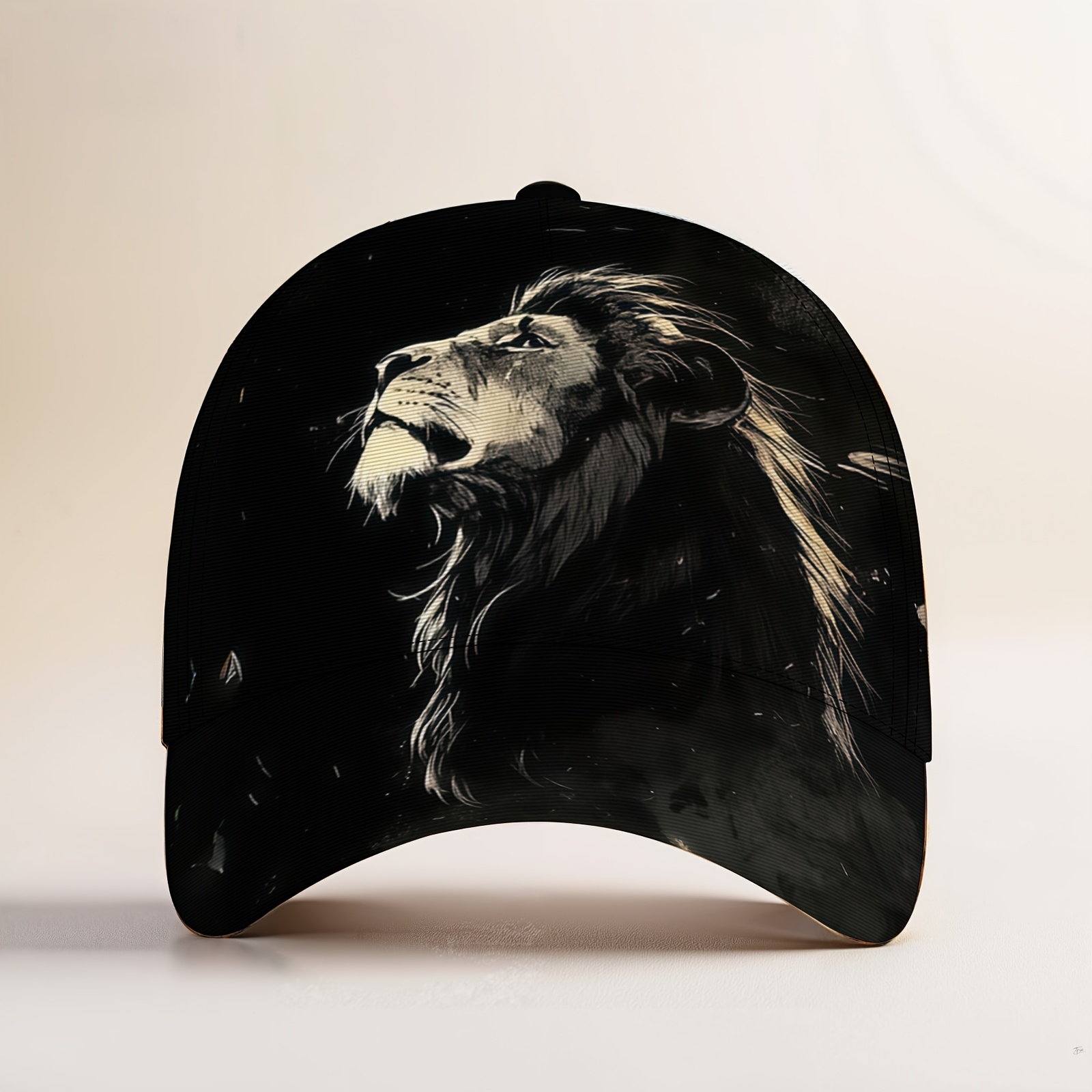 TEMU 1pc Monochrome Lion Profile Cap Unisex Lightweight Versatile Baseball Cap, Street & Outdoor, Breathable Adjustable Sunshade Hat Halloween And