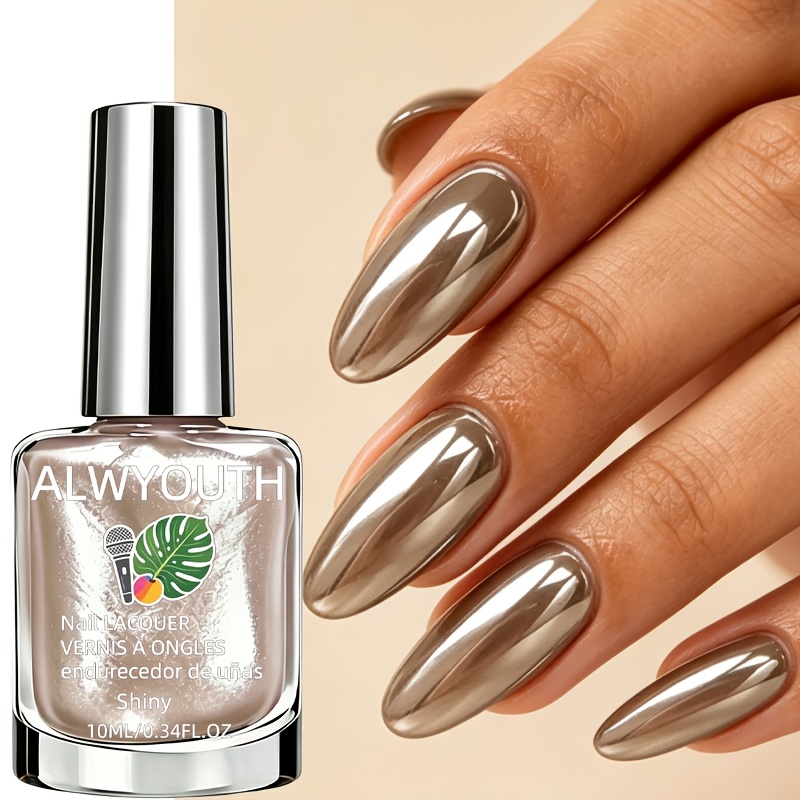 Image of Alwyouth Milk Coffee Mirror Nail Polish Strengthener Suitable For All Nail Types, Natural Quick-dry Formula With Mirror, - Hardener For , Spring Summer Beach Manicure & Pedicure Gifts For Women &
