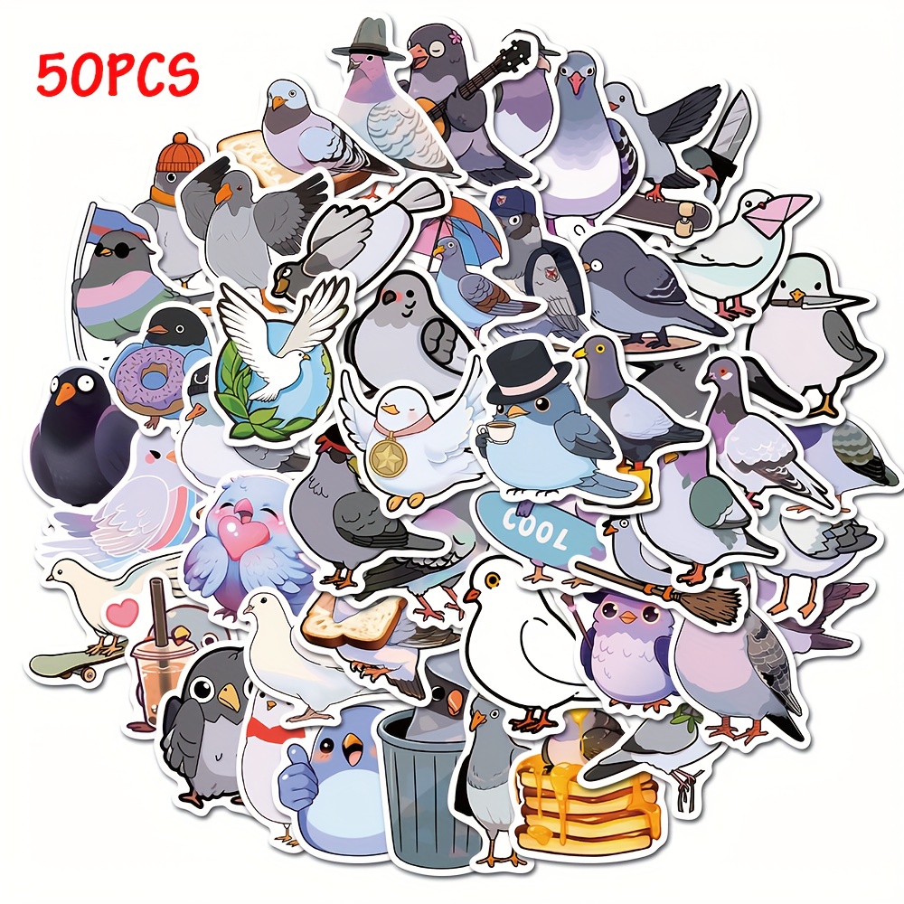 50pcs Little Pigeon Cute Graffiti Sticker Pack Cool Cartoon Stickers Suitable For Laptops, Skateboards, Suitcases, Etc., Suitable For Art Enthusiasts