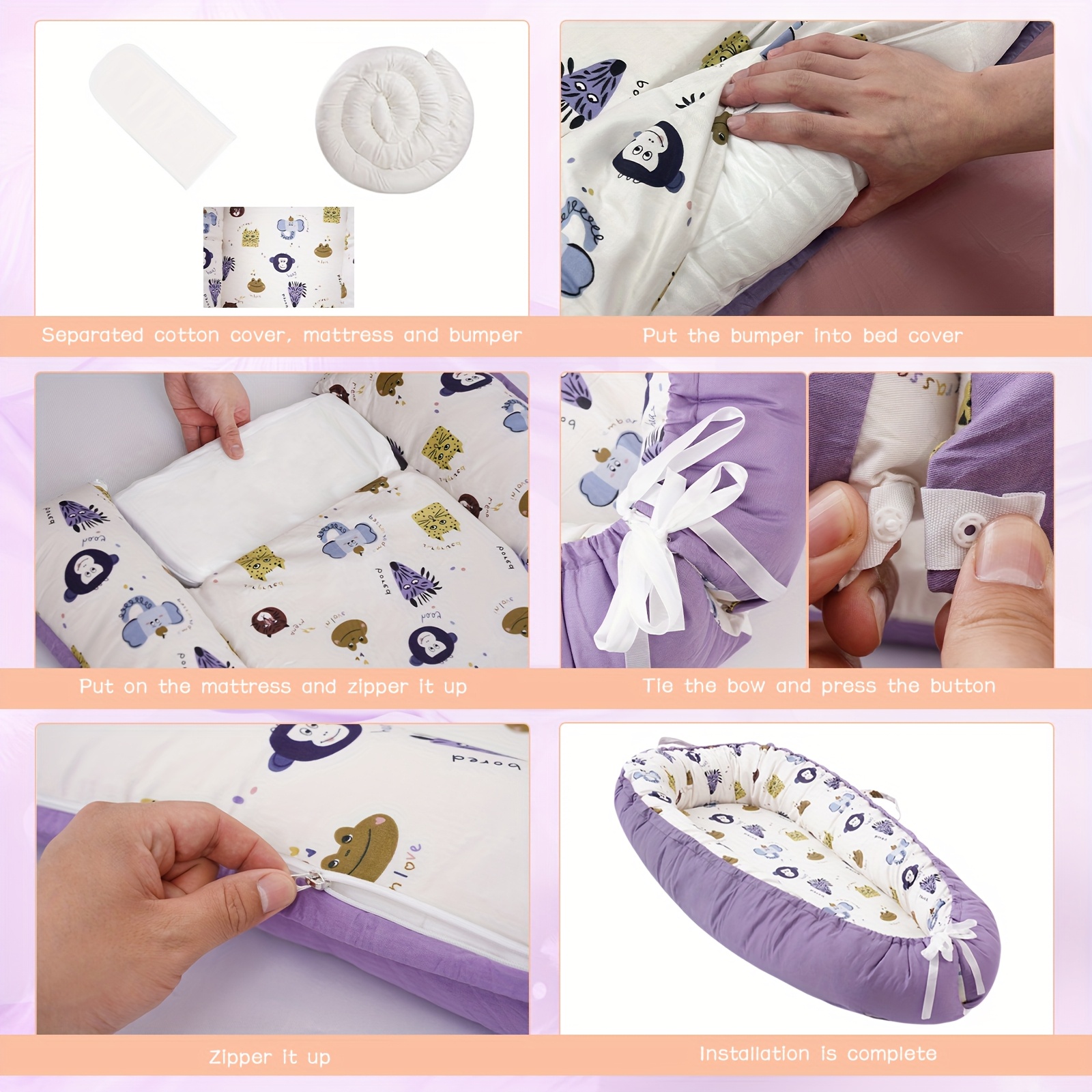 detachable washable portable pet bed breathable soft mattress with cute cartoon design lightweight comfortable for dogs cats travel friendly for home on the go use   bed   bedding plush fabric Product details 6