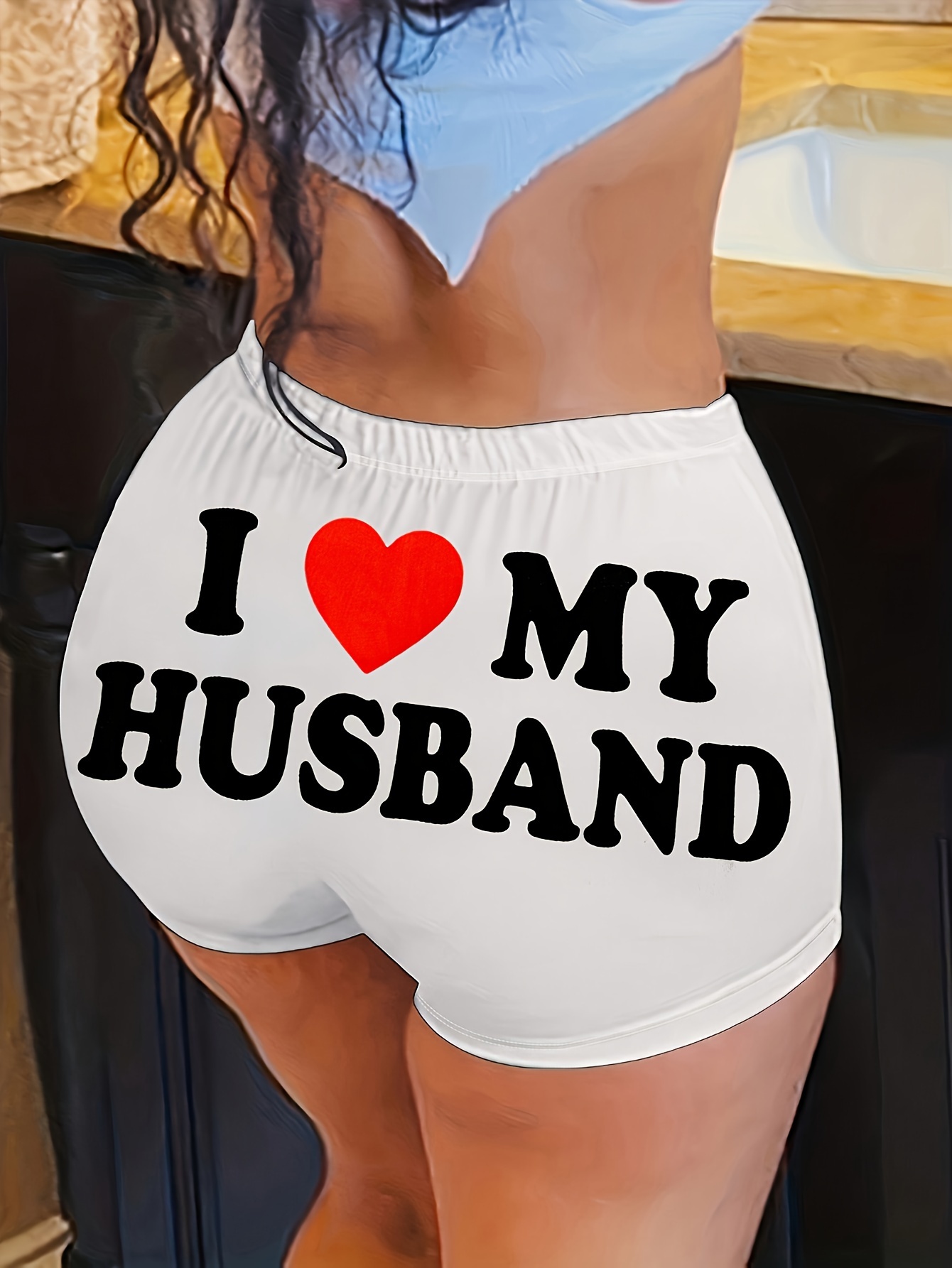 Valentine's Day Letter Print Shorts Women