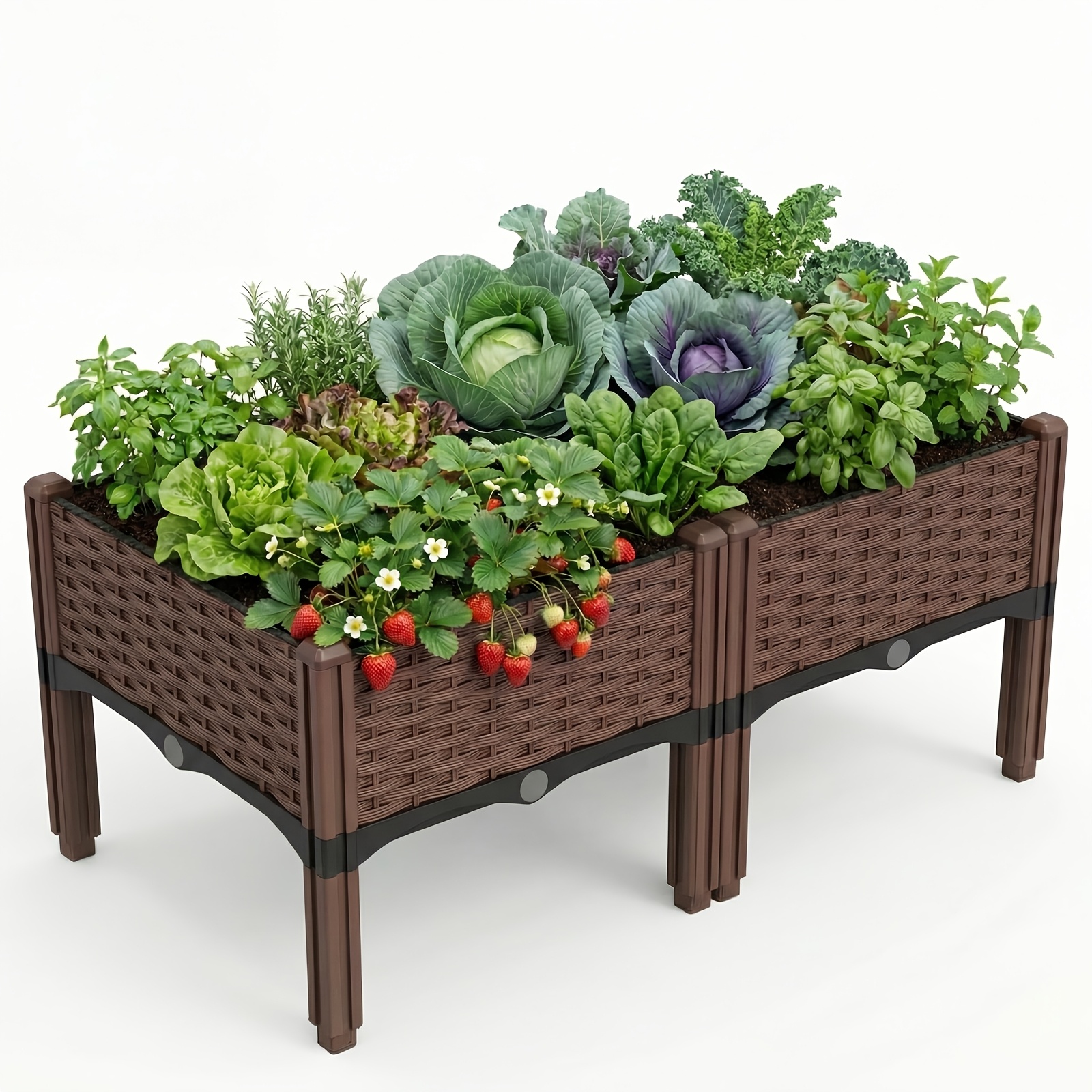 TEMU Grands pots de fleurs surélevés multifonctionnels, version améliorée avec système de drainage, en plastique durable, adaptés aux arrangements de