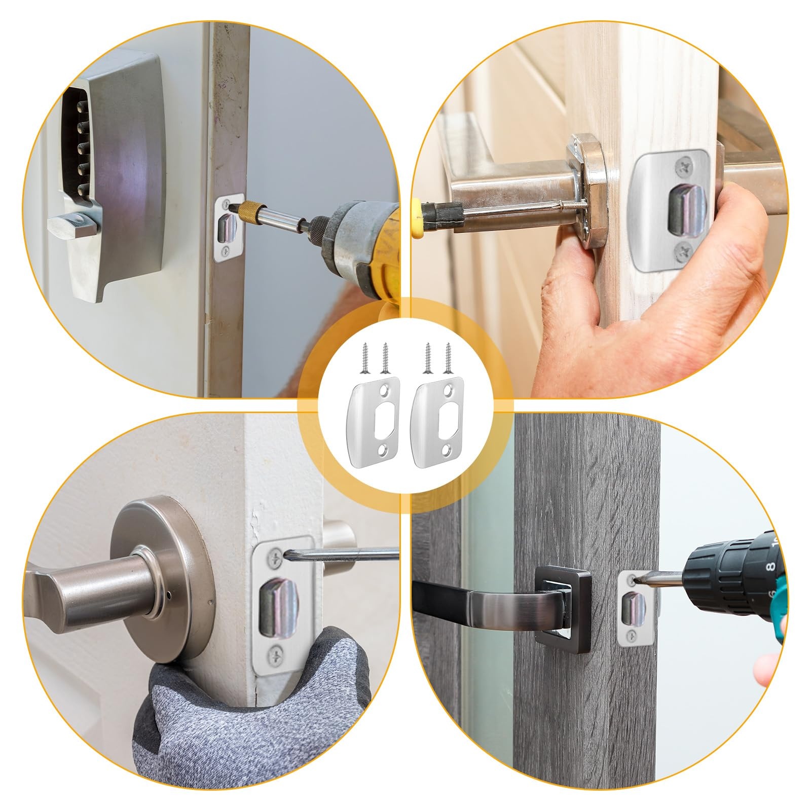 4pcs Door Latch Plate Set for Door Security