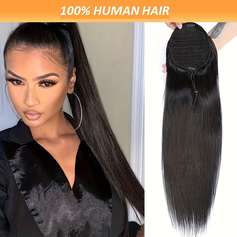 

Getarme Hair Ponytail Extension - Straight, Drawstring Closure, Black - For All Women