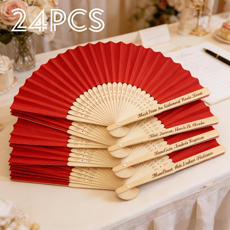 TEMU Bulk Personalized Wedding Bamboo Folding Fans - Elegant Engraved Suitable For Weddings, Bridal Showers, Bachelorette Parties, Bulk Bamboo Guest