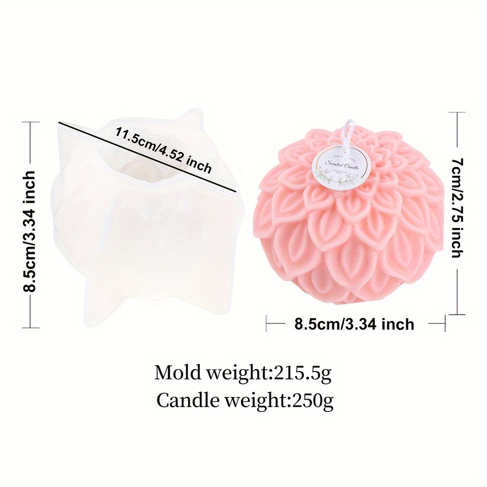 Image of 1pc Flower Ball Candle Silicone Mold, Diy Lotus Petals Flowers Candle Making Tool Soap Resin Mold, Valentine's Gifts Decor