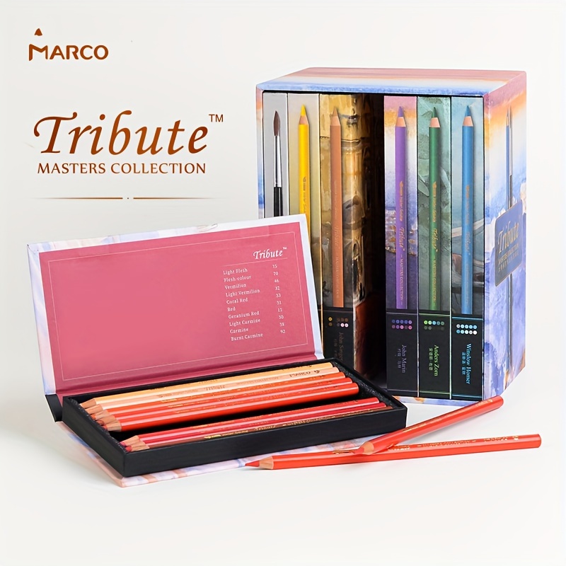 

Marco Master Series Ensemble de 60 Crayons de Couleur Solubles dans l'Eau, Pré-taillés, Épaisseur de Mine de 2Mm+ - Idéal pour les Artistes & Utilisation de Bureau Crayons de Couleur Professionnels