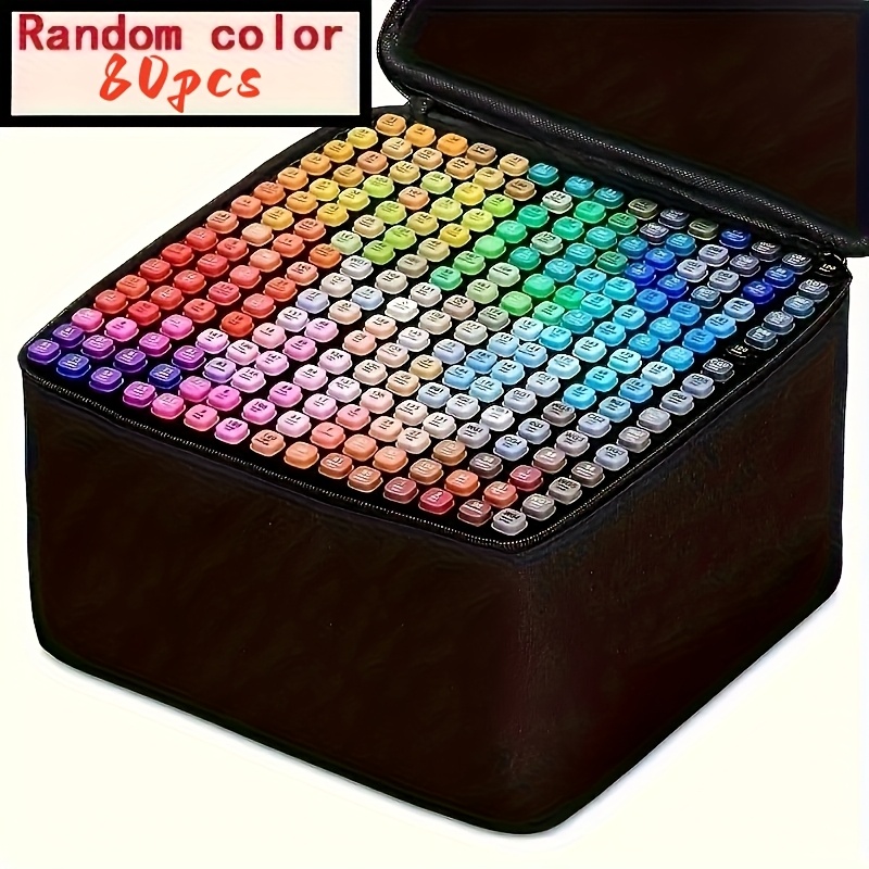 TEMU 80pcs Alcohol- Tip Markers - Vibrant Color Set For Sketching, Art, School Supplies - Ideal Easter Gift, Art Supplies|vibrant Markers|medium Tip