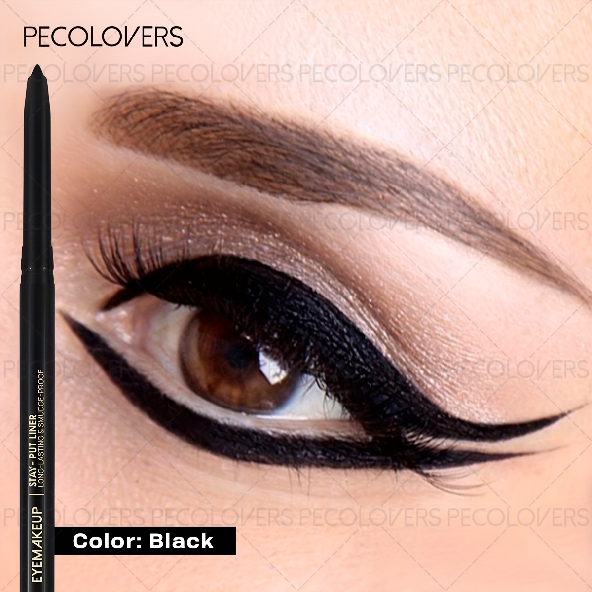 1pc Waterproof Sweatproof Black Eyeliner - Creamy Texture, Long-lasting, , Precise Application, Natural Makeup Look, Create Rich Eye Makeup, A Essential