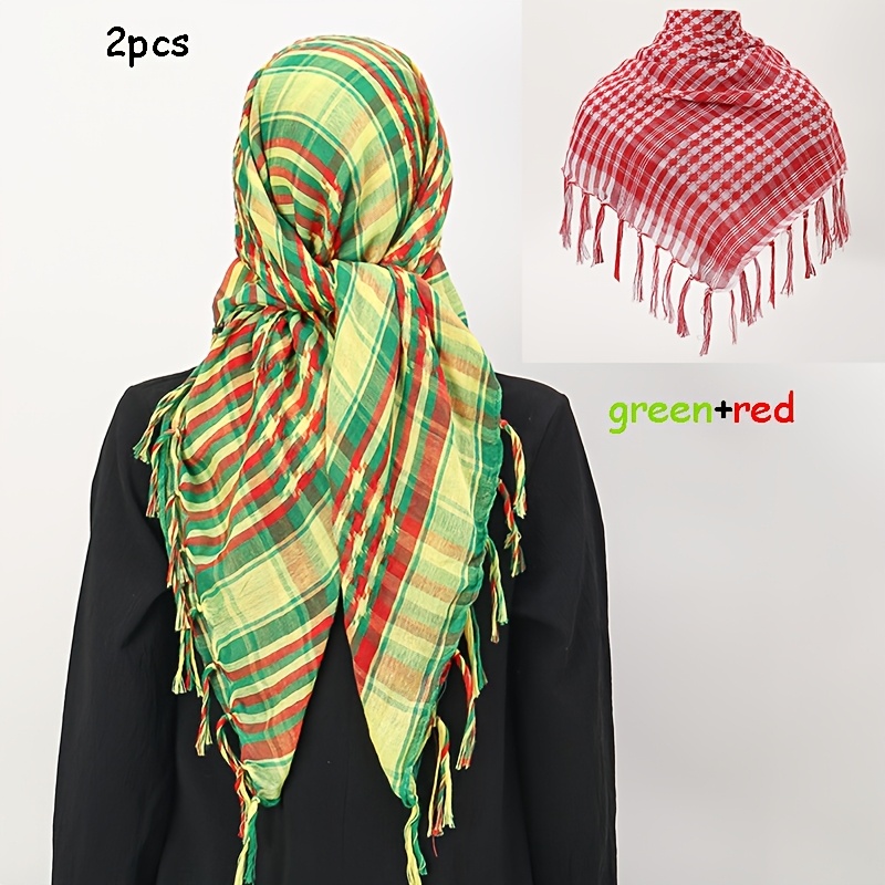 arabic thin geometric fringe square scarf set Temu United Kingdom