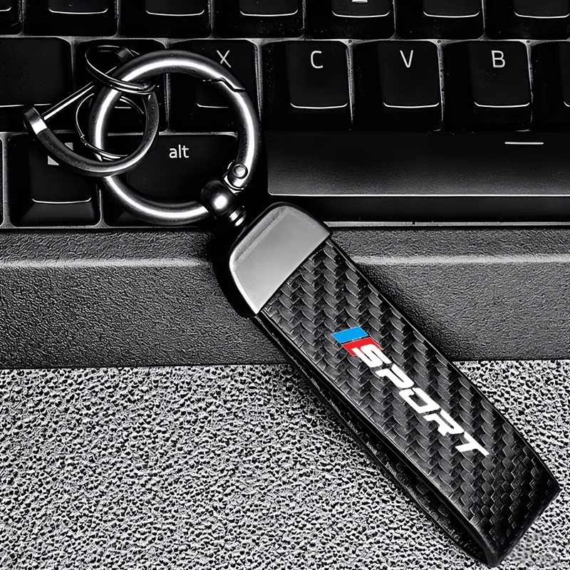 TEMU New Arrival Carbon Fiber Pattern Car Keychain, Creative Anti-lost Pendant, Metal Faux Leather Key Chain For Men And Women