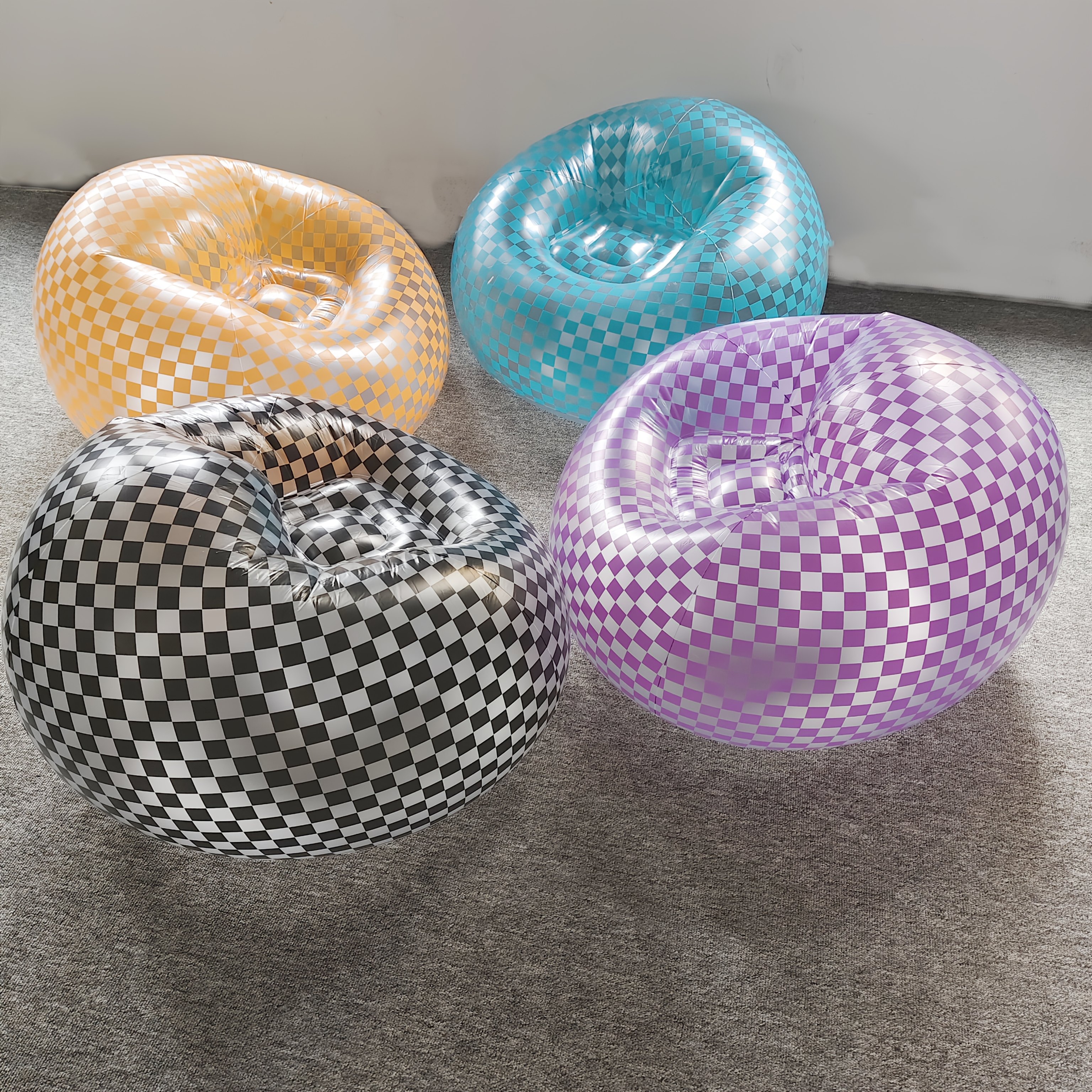 checkerboard pattern high weight capacity inflatable lounge Temu