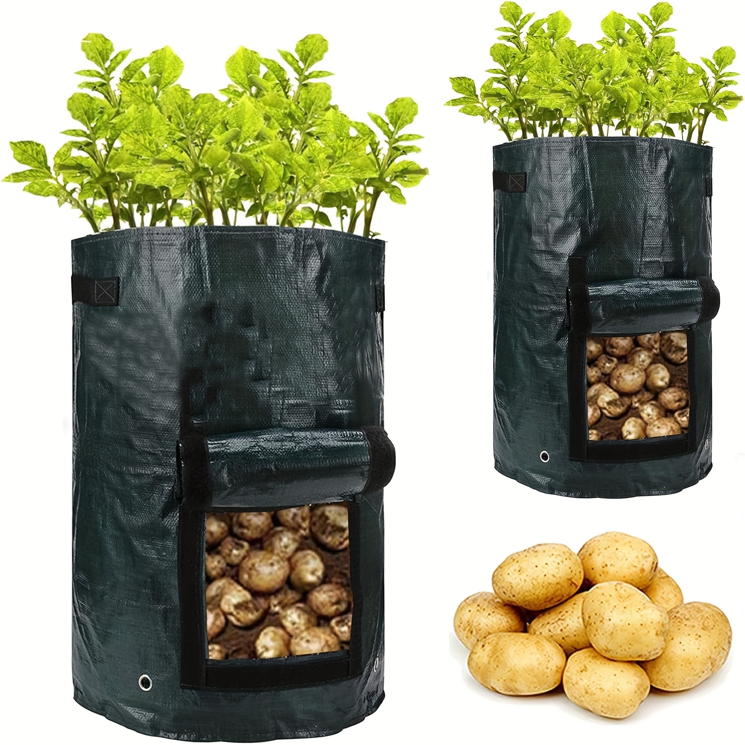 

2pcs 10 Gallon Garden Potato Grow Bags, Non-woven Fabric Carrot Planting Pots With Flap, Durable Indoor & Outdoor Vegetable Planter Containers