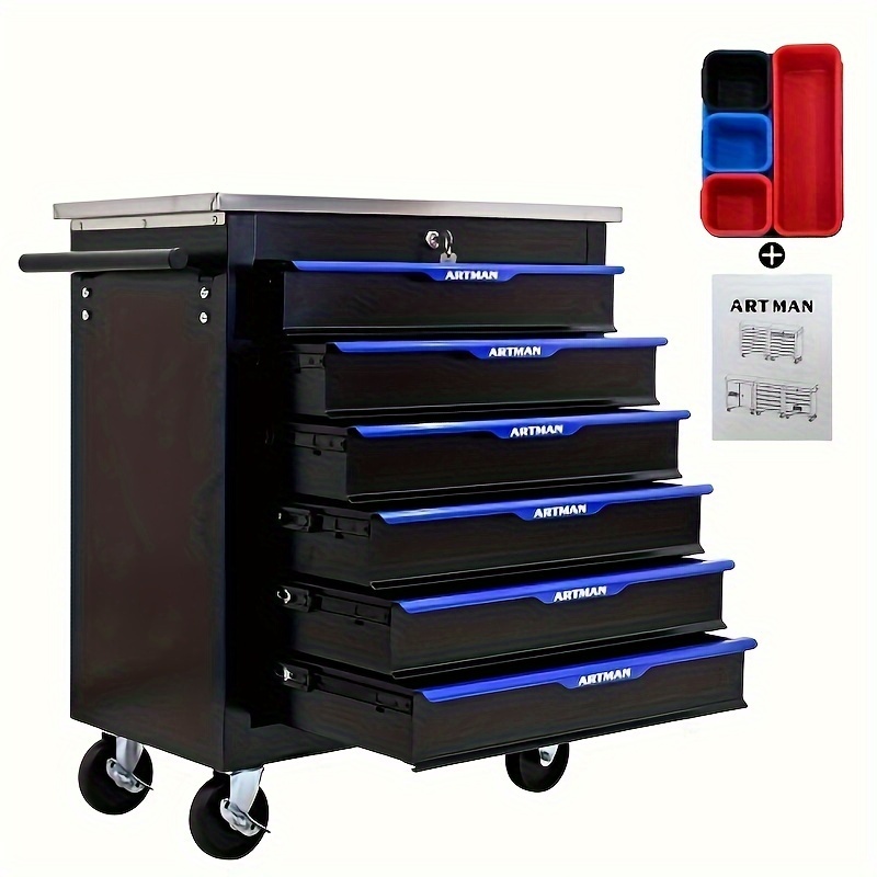 

6-drawer Meatl Rolling Tool Chest With Wheels, Tool Storage Cabinet With Locking System, Toolbox With Wheels For Garage, Warehouse, Workshop, Repair Shop